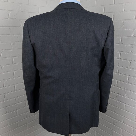Evan Picone Blazer Men 42R Gray Blue Stripe Classic Career Wool VTG USA 80s‎ - Picture 4 of 16